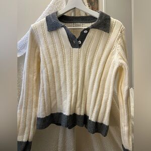 Women's Cream and Gray Sweater